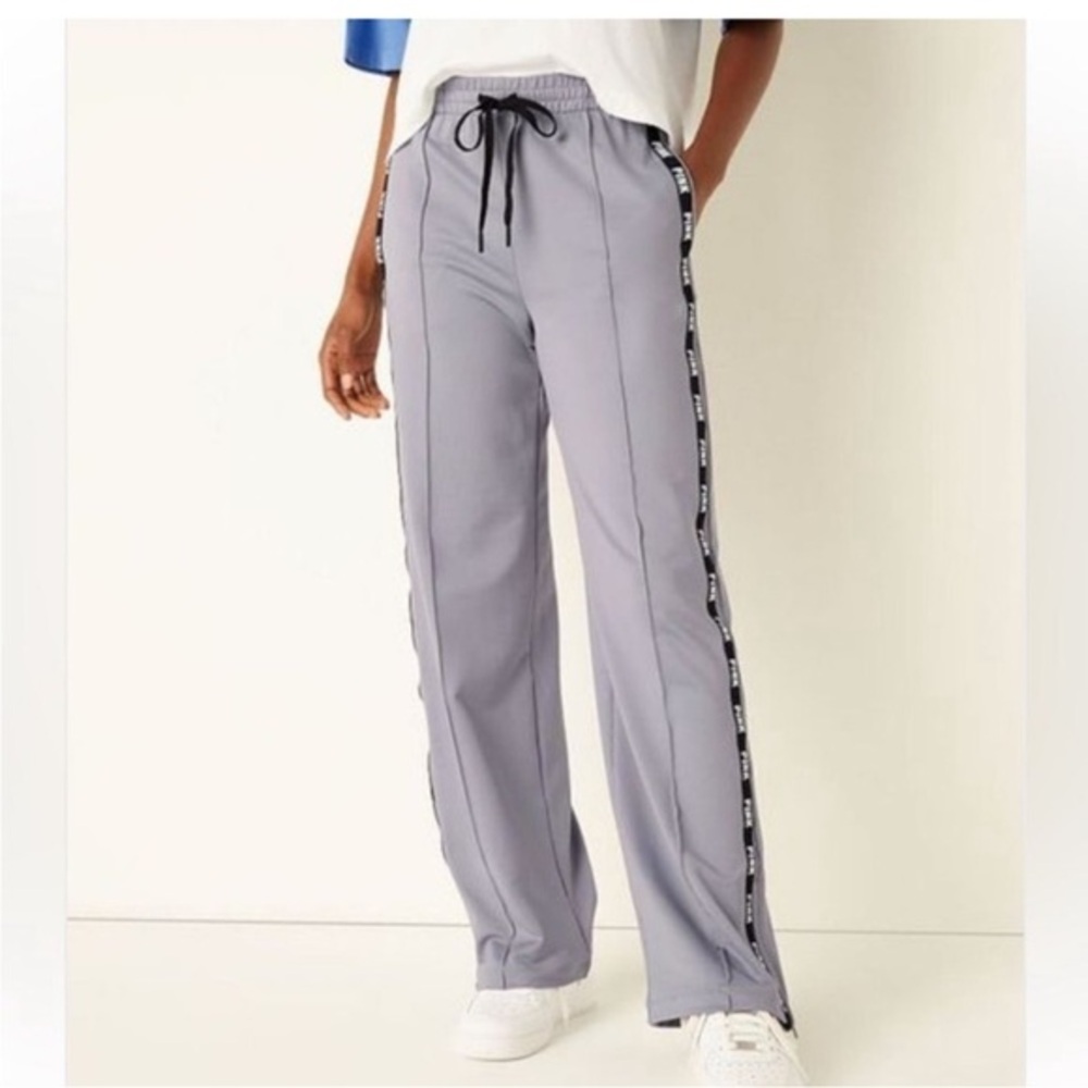 pink active Victoria’s Secret high waist wide Leg track pant